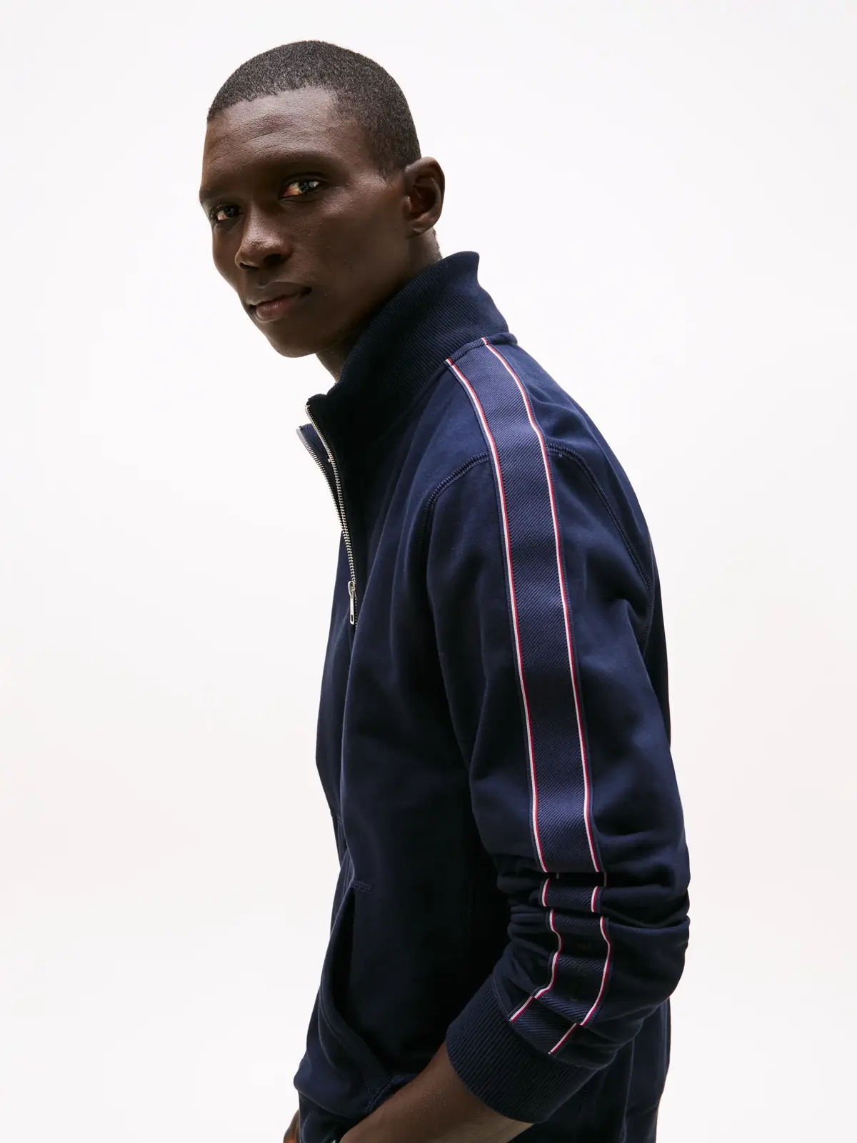 Tommy Hilfiger GLOBAL STRIPE ZT STA Erkek Lacivert Fermuarlı Ceket