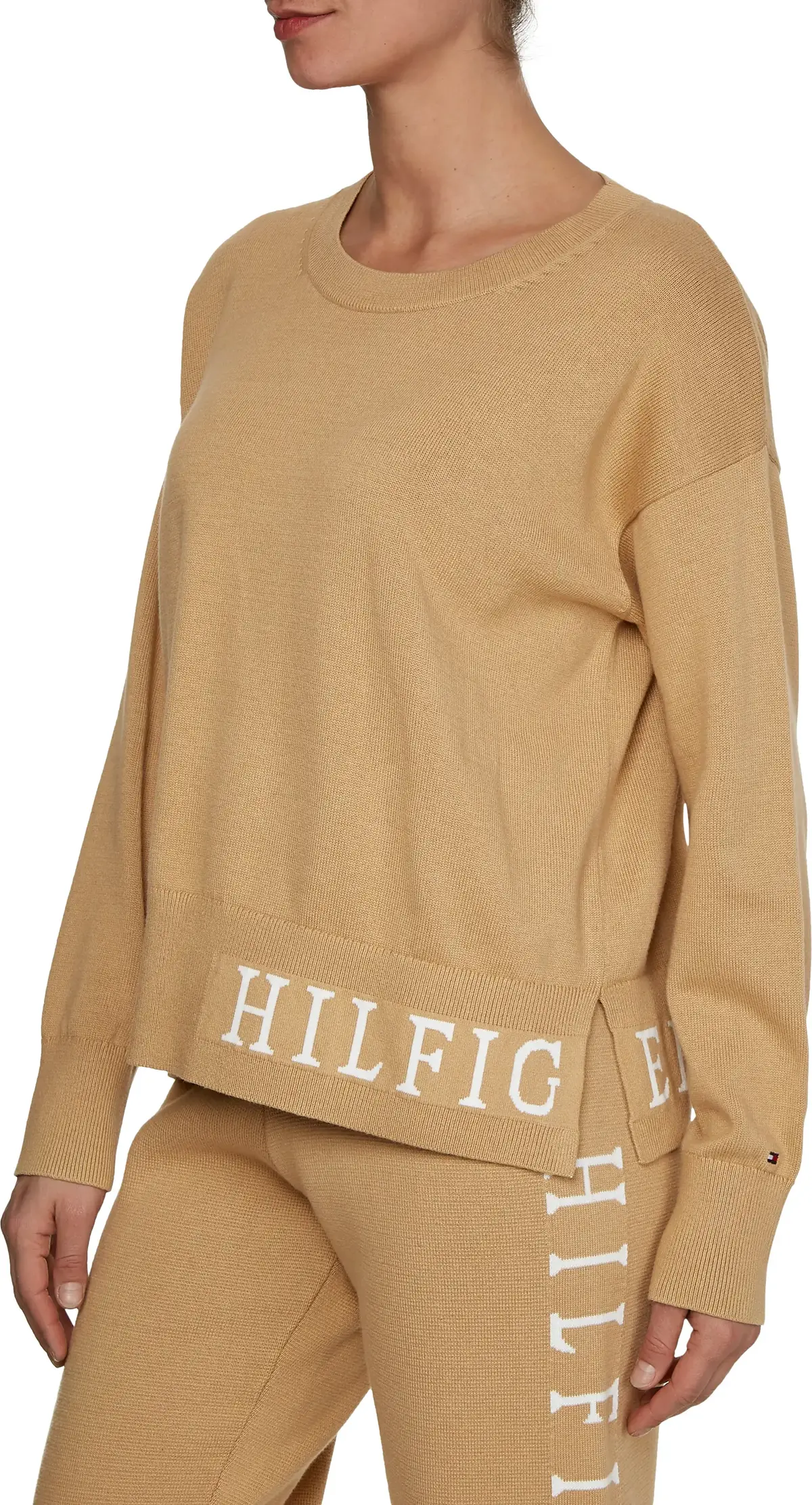 Tommy Hilfiger COTTON GRAPHIC C-NK Kadın Kahverengi Kazak