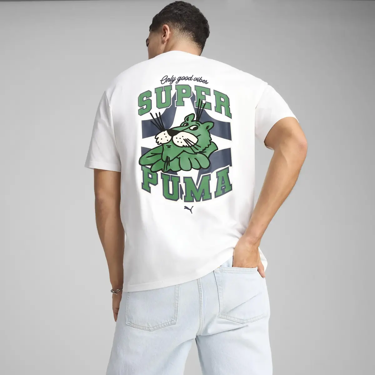 PUMA GRAPHICS Super Puma Tee Beyaz Erkek T-Shirt