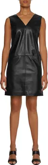 Calvin Klein LEATHER V NECK DRESS Kadın Siyah Elbise