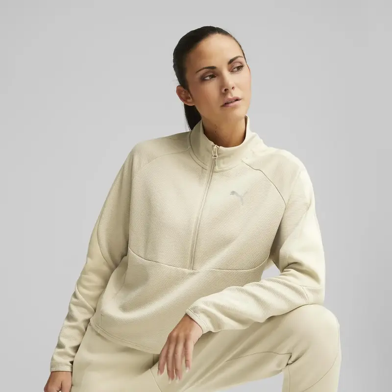 Puma EVOSTRIPE Half-Zip Crew Granola Kadın Yarım Fermuarlı Sweatshirt