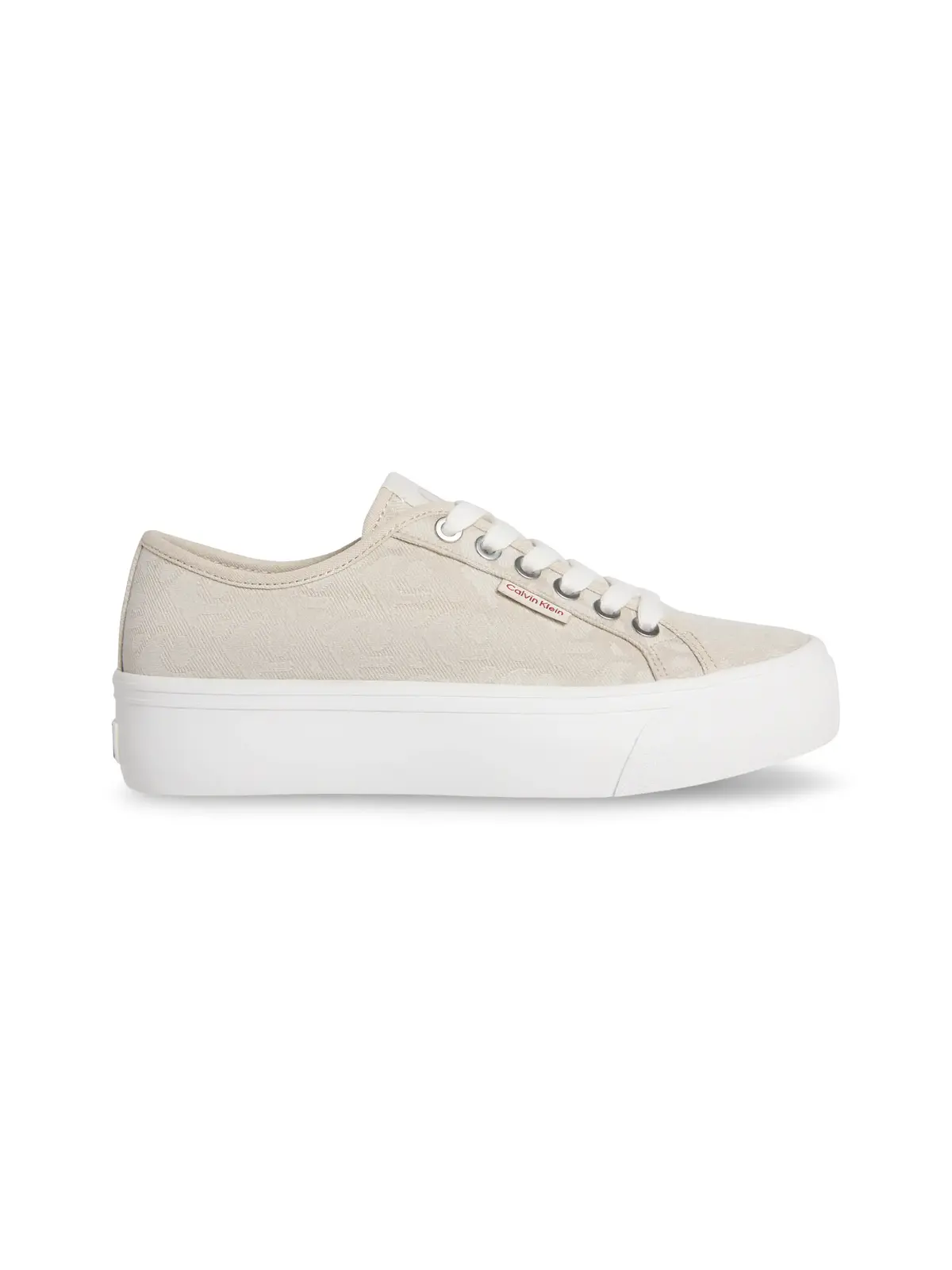Calvin Klein VULC FLATF JACQUARD, 0GA Bej Tamamı Logolu Kadın Sneaker