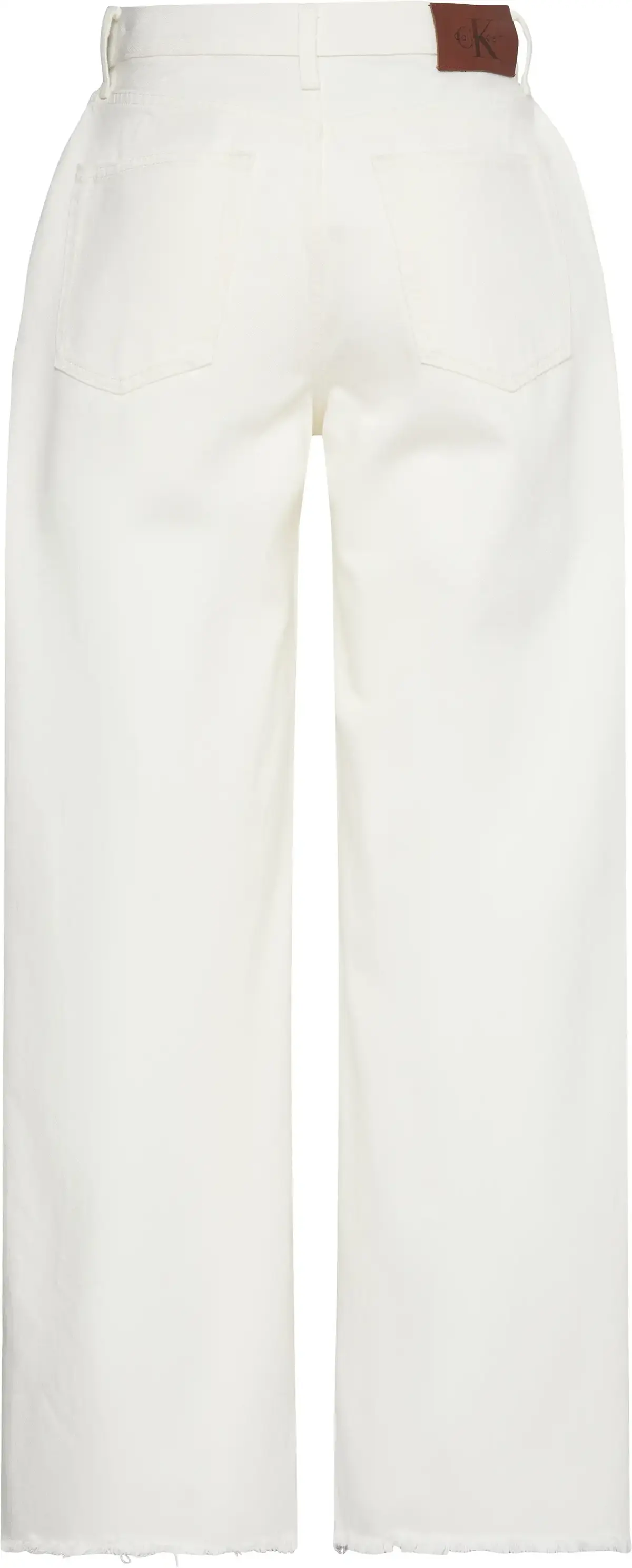 Calvin Klein THE WIDE LEG RAW HEM CHALK WHITE Kadın Beyaz Pantolon