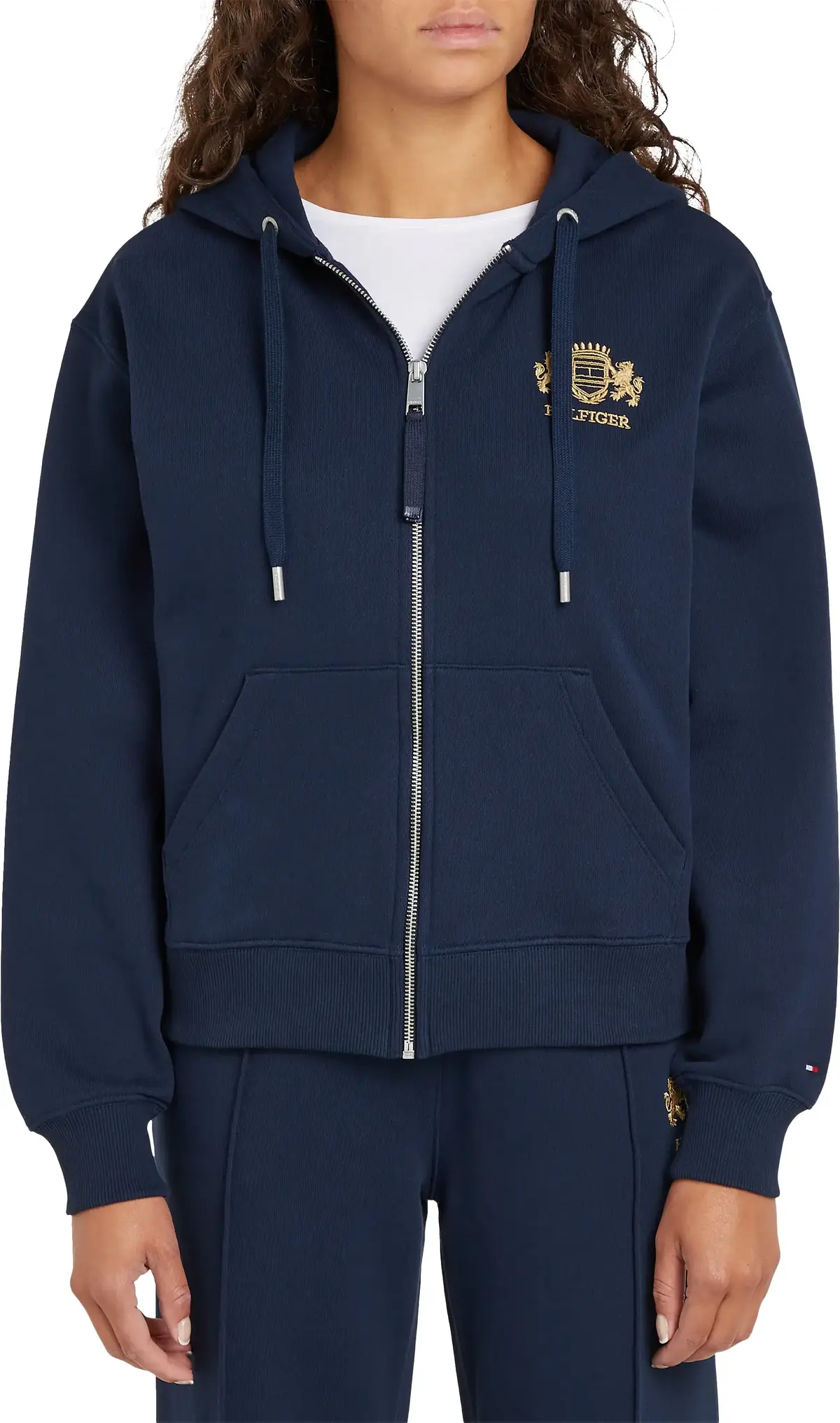 Tommy Hilfiger REG VARSITY ZIP HOOD, C1G Lacivert Kadın Sweatshirt