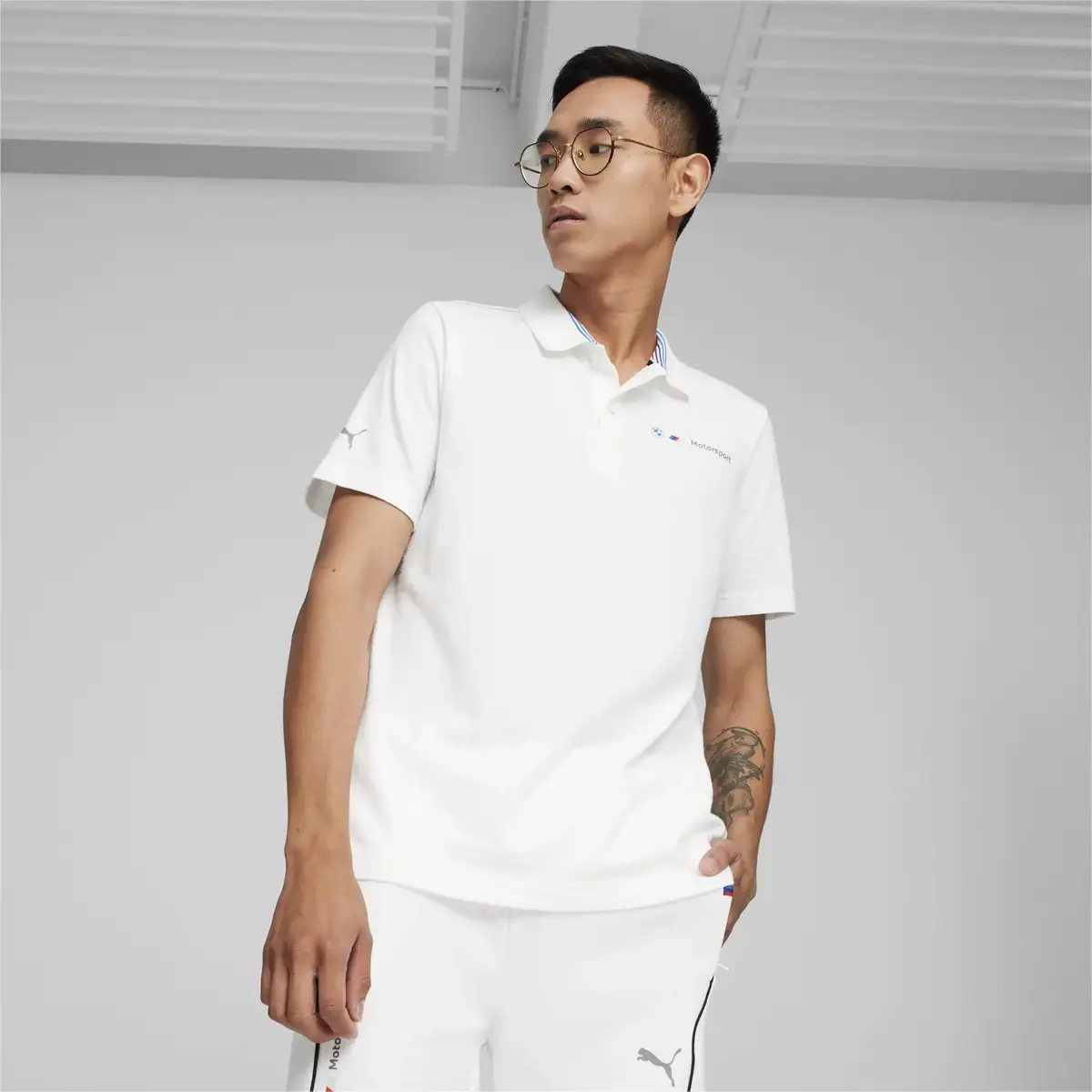 Puma BMW MMS Jacquard Polo Beyaz Erkek Polo T-Shirt