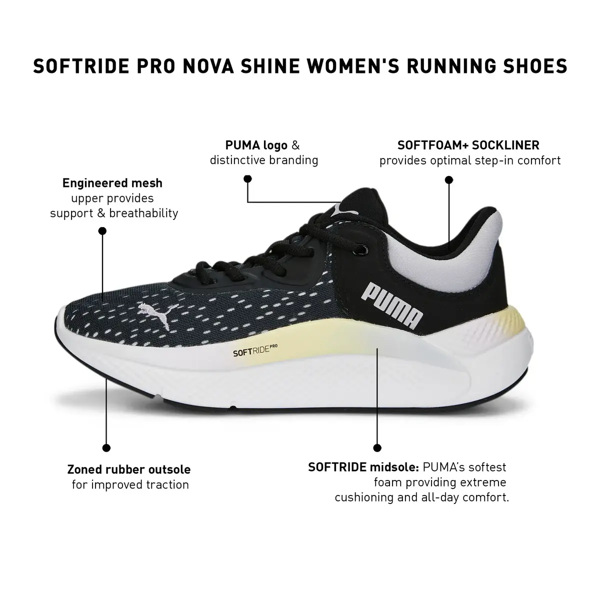 Puma Softride Pro Nova Siyah Kadın Koşu Ayakkabısı