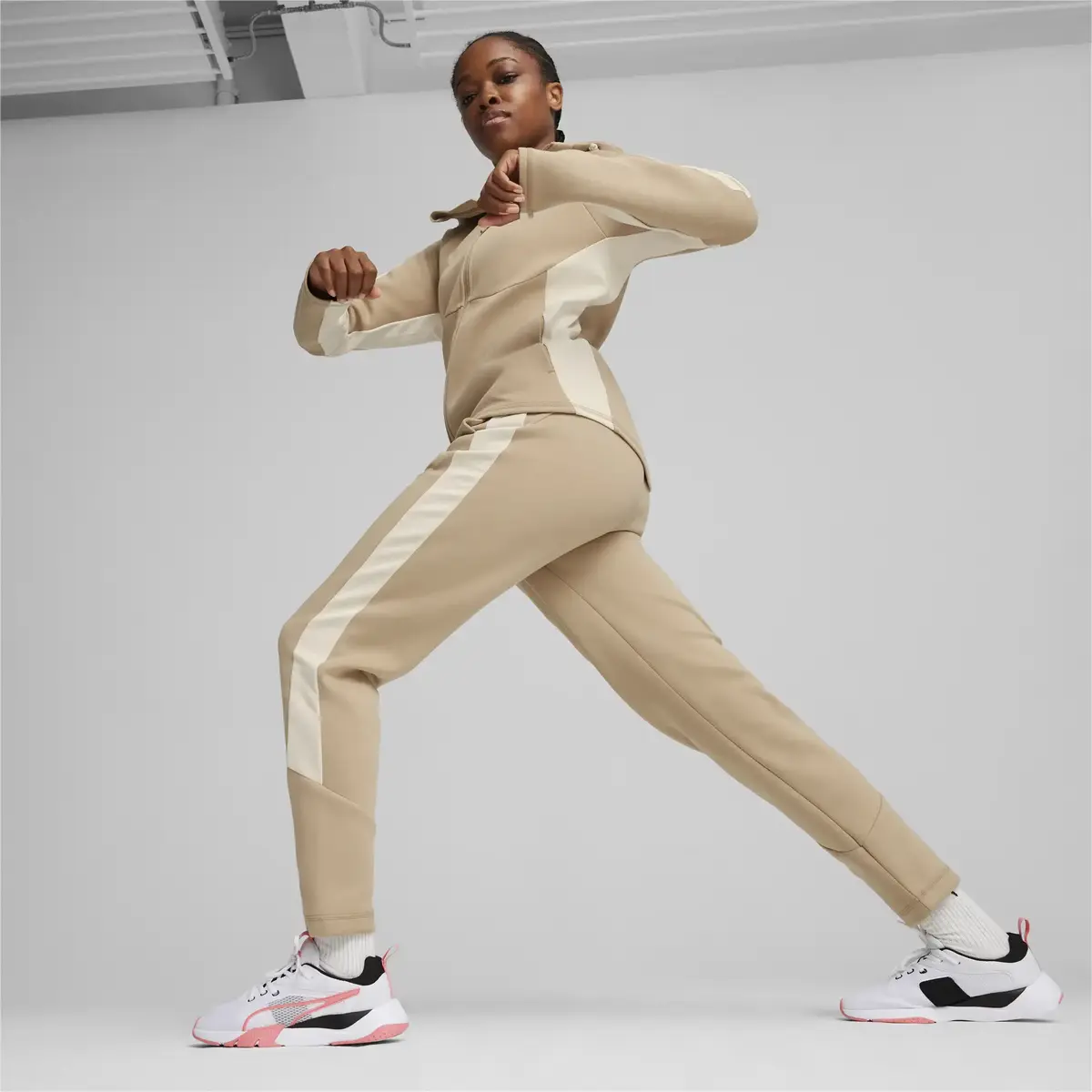 Puma EVOSTRIPE FZ Hoodie Açık Kahve Kadın Sweatshirt