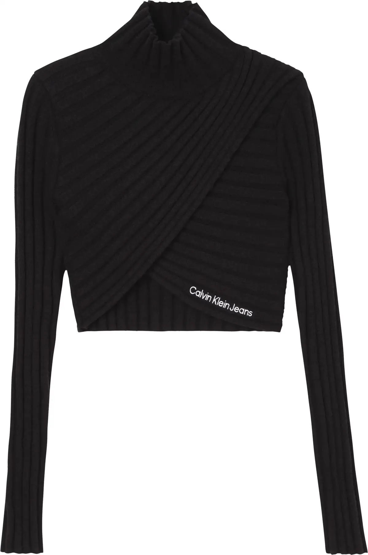Calvin Klein WRAP HIGH NECK SWEAT Kadın Siyah Kazak