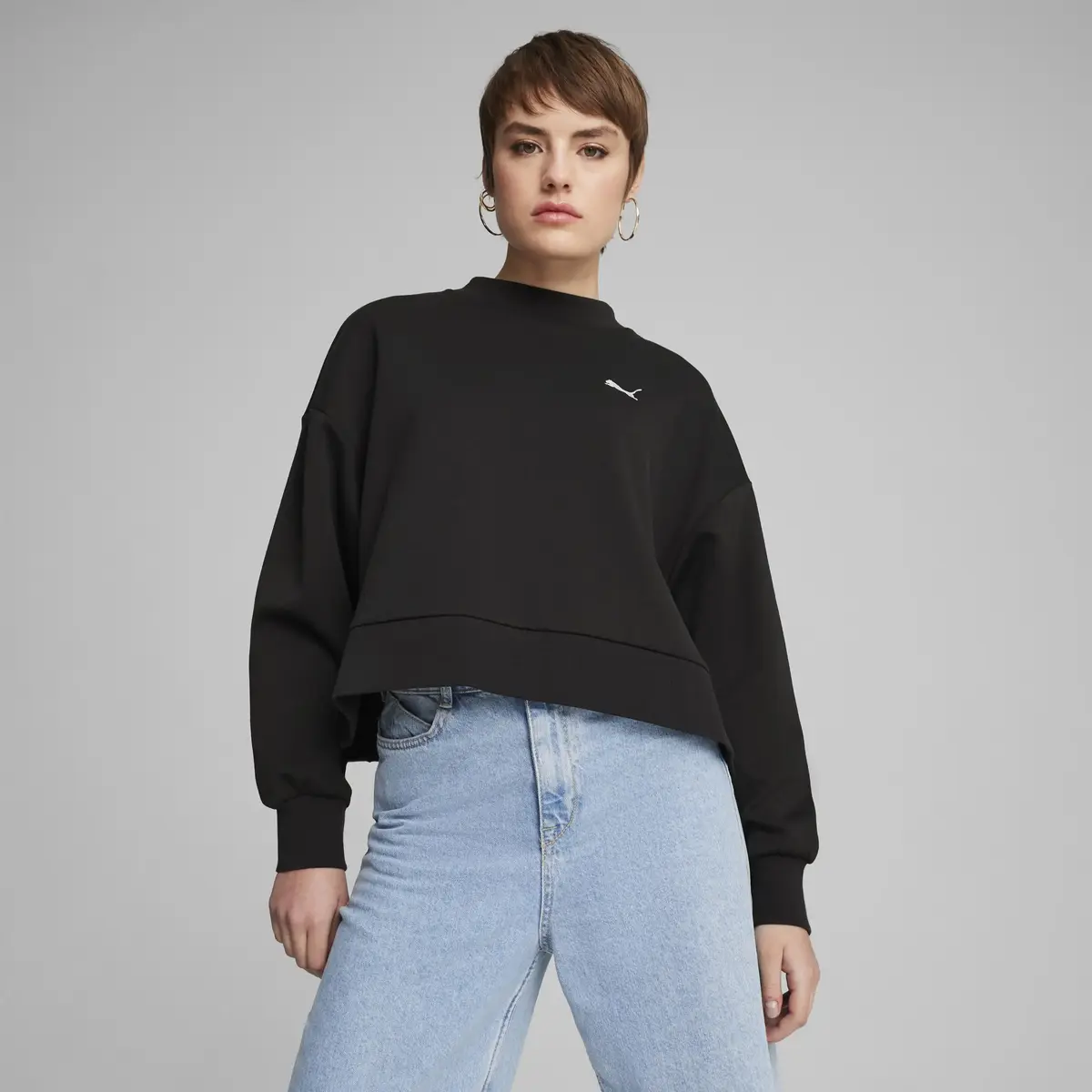 Puma CLASSICS Oversized Crew Siyah Kadın Sweatshirt