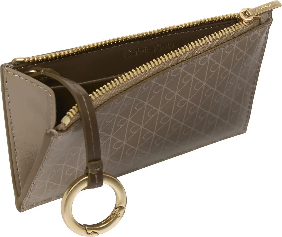 Calvin Klein EMBLEM AOP TOP ZIP CARDCASE Kadın Kahverengi Cüzdan