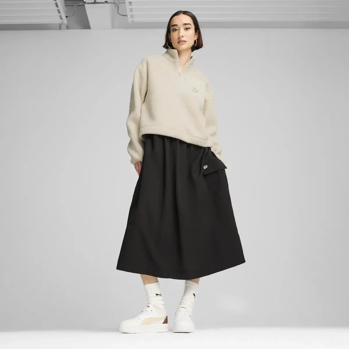 Puma CLASSICS Winterized Half-Zip Kırık Beyaz Kadın Sweatshirt