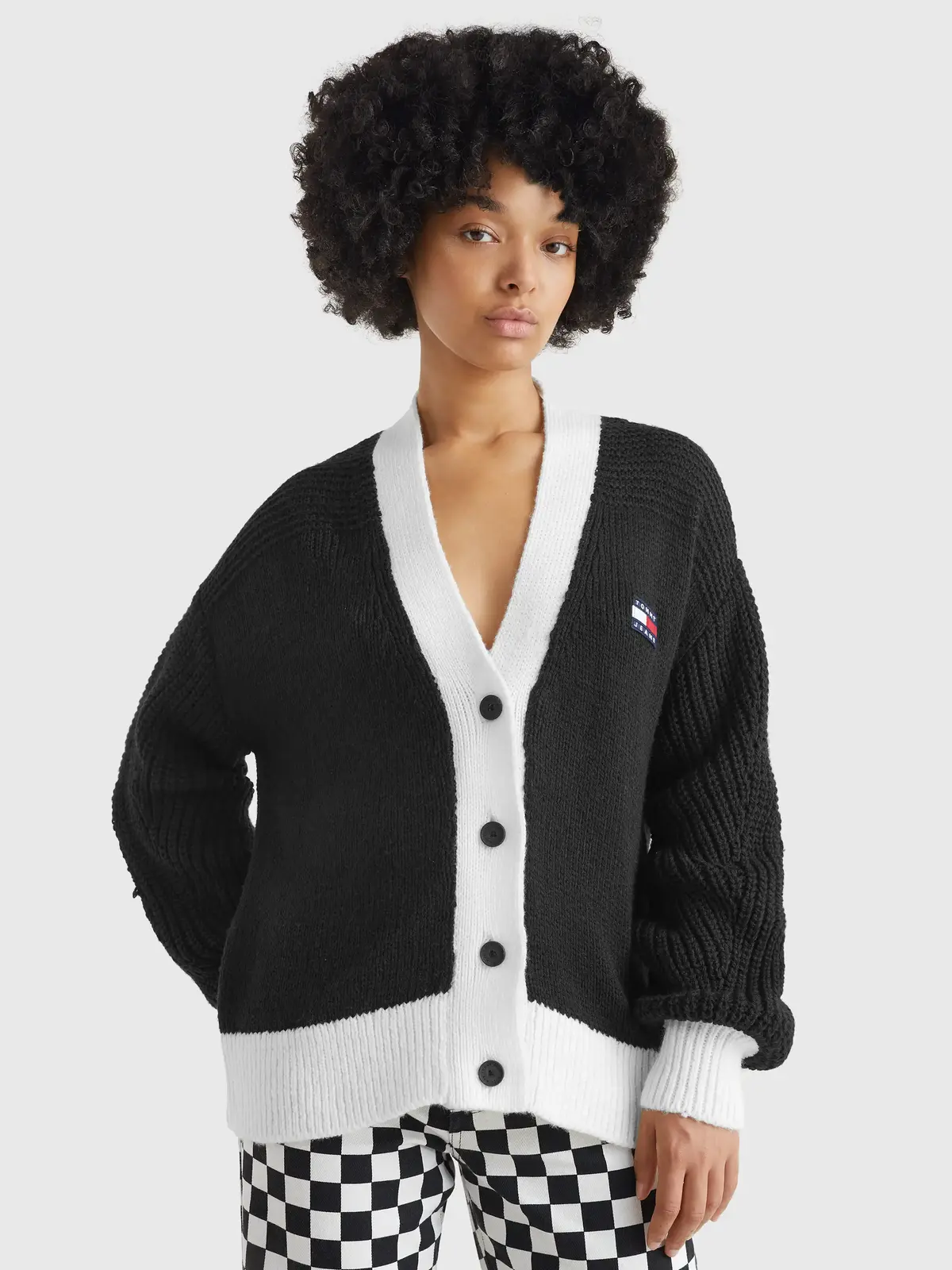 Tommy Hilfiger TJW LONG CONTRAST BA Kadın Siyah Kazak