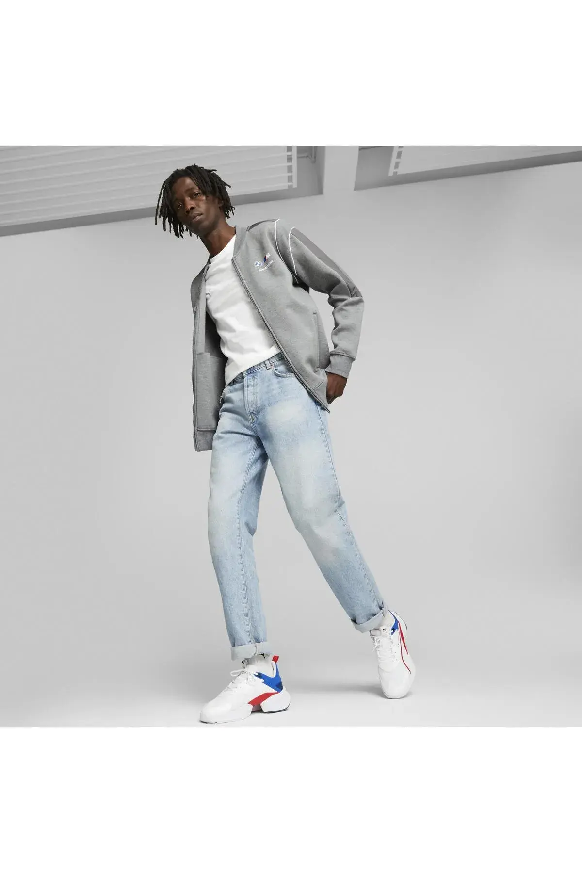 Puma BMW MMS MT7 Sweat Jacket Gri Erkek Fermuarlı Sweatshirt