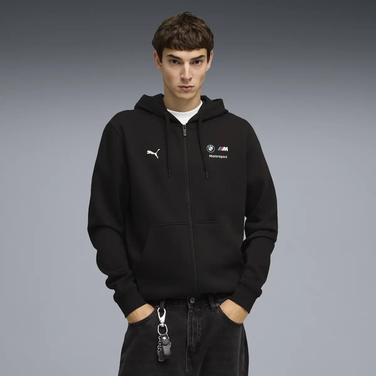Puma BMW MMS Ess Fleece Jacket Siyah Erkek Fermuarlı Kapüşonlu Sweatshirt