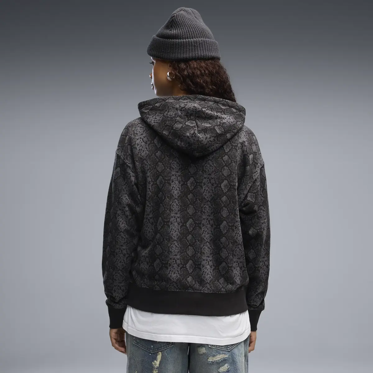 PUMA SNAKE PACK Relaxed Hoodie Siyah Kadın Sweatshirt
