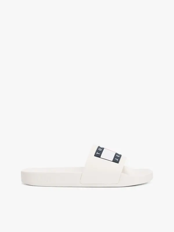 Tommy Hilfiger TOMMY JEANS FLAG POO, TCR Beyaz Kadın Terlik