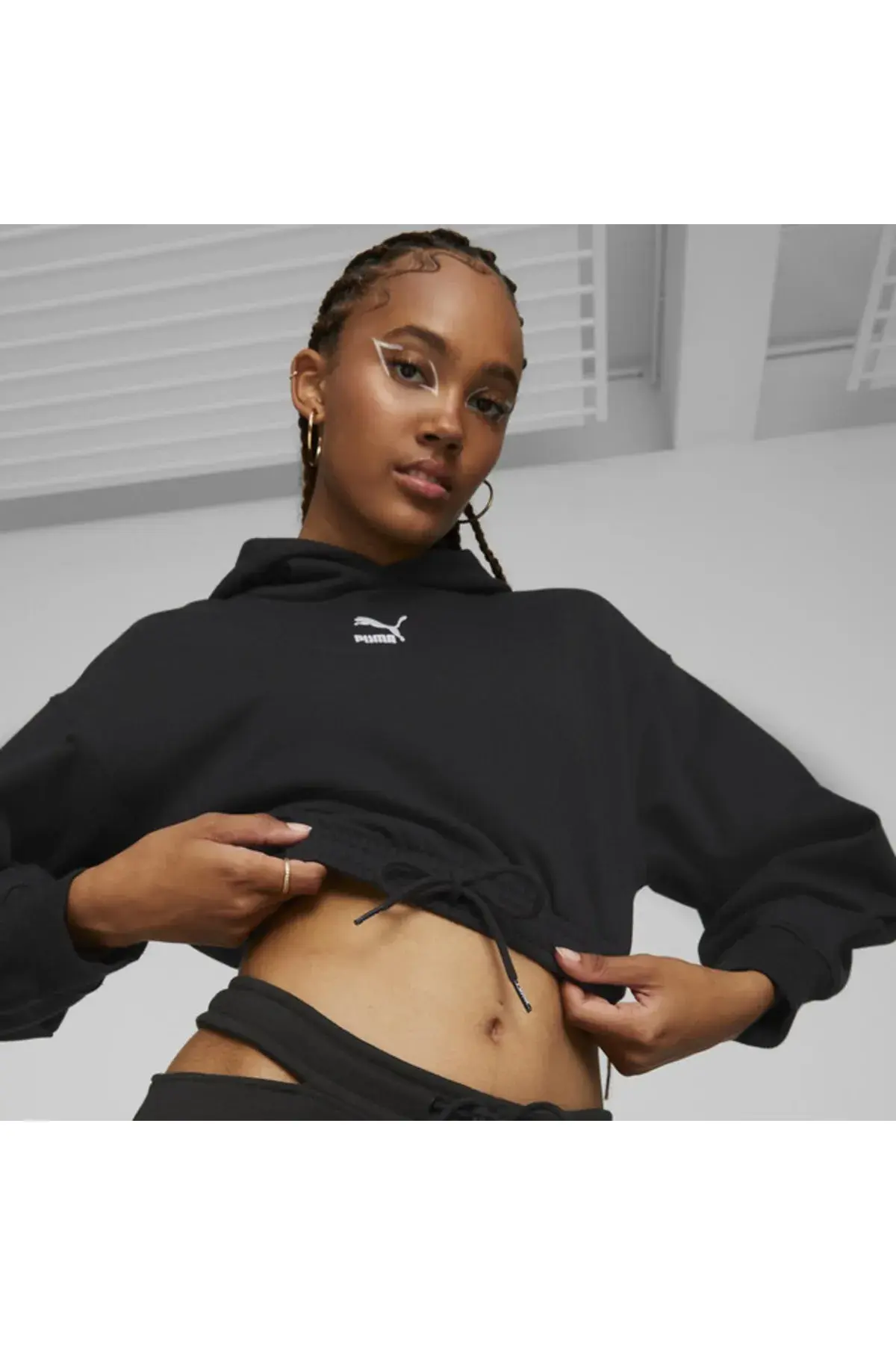 Puma Classics Cropped Hoodie Tr Siyah Kadın Hoodie