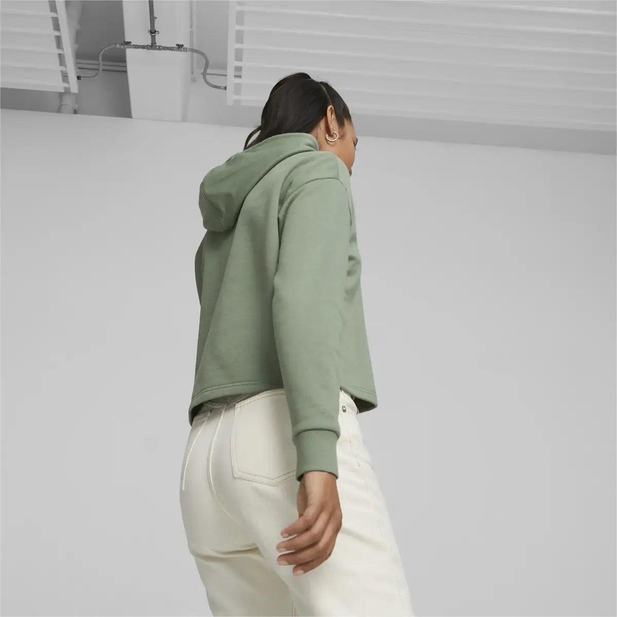 Puma Ess Cropped Logo Hoodie Fl Eucalyptus Yeşil Kadın Hoodie