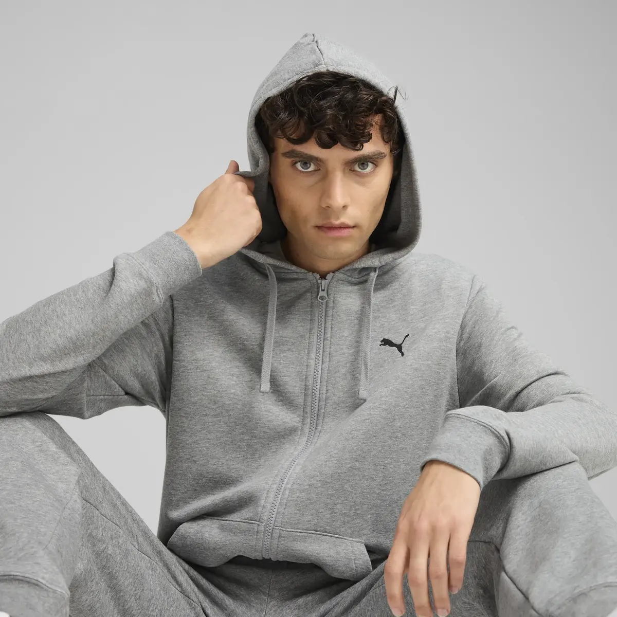 Puma ESS Full-Zip Hoodie Gri Erkek Hoodie