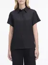 Calvin Klein LINEN BLEND SS SHIRT, BEH Siyah Kadın Gömlek