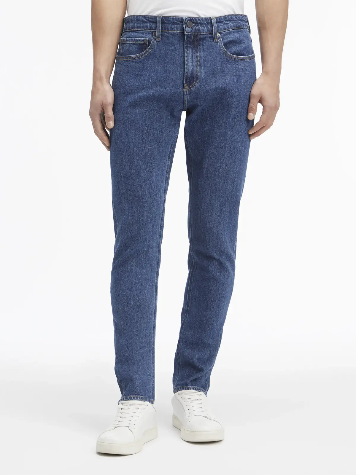 Calvin Klein SLIM FIT MID BLUE, 1A7 Mavi Erkek Jean Pantolon