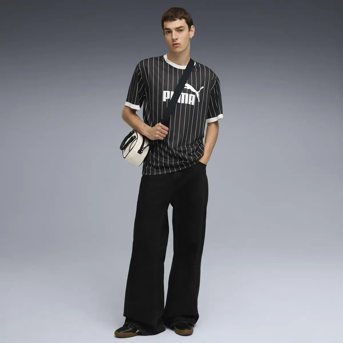 Puma ESS Striped Jersey Siyah Erkek Forma