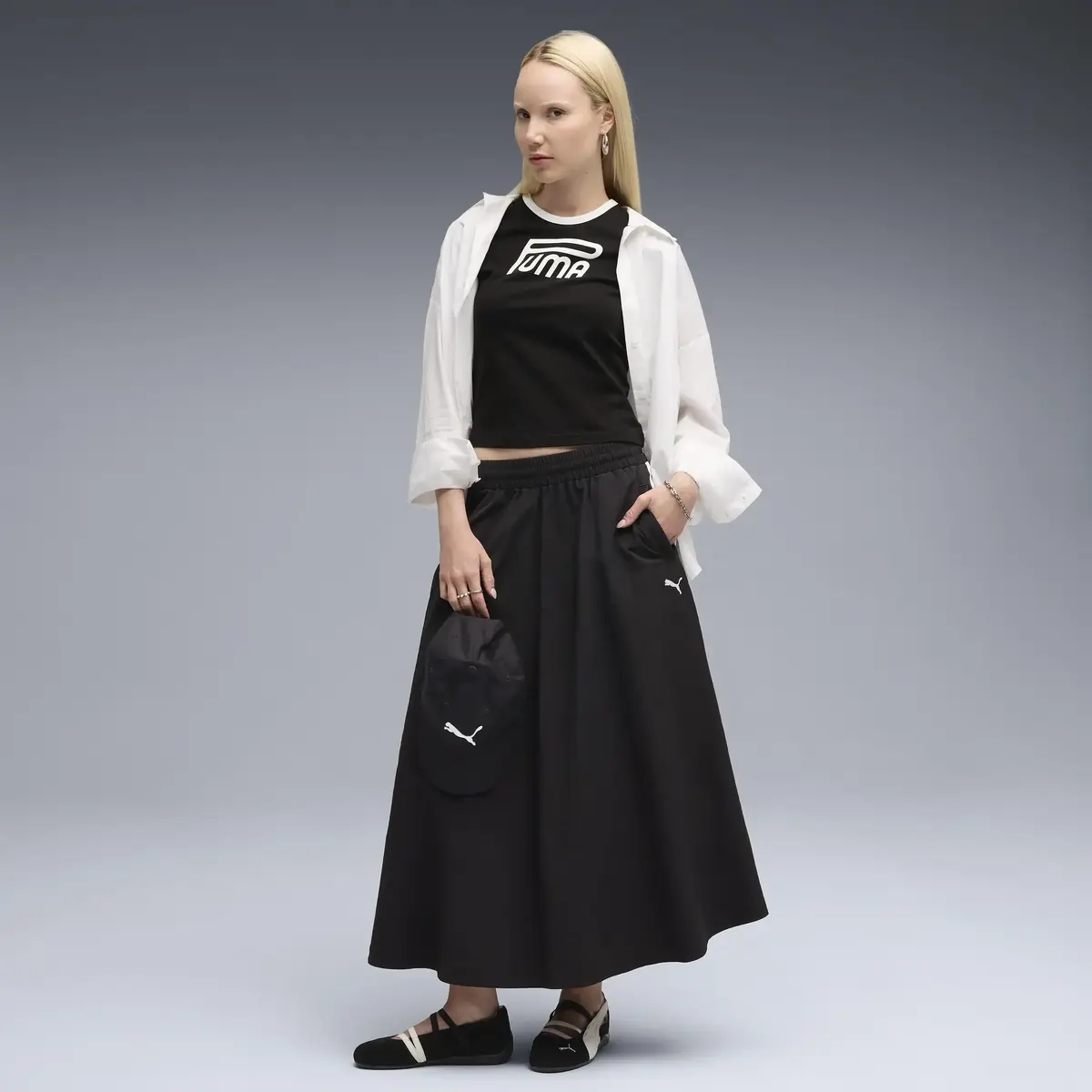 Puma T7 Woven Midi Skirt Siyah Kadın Etek