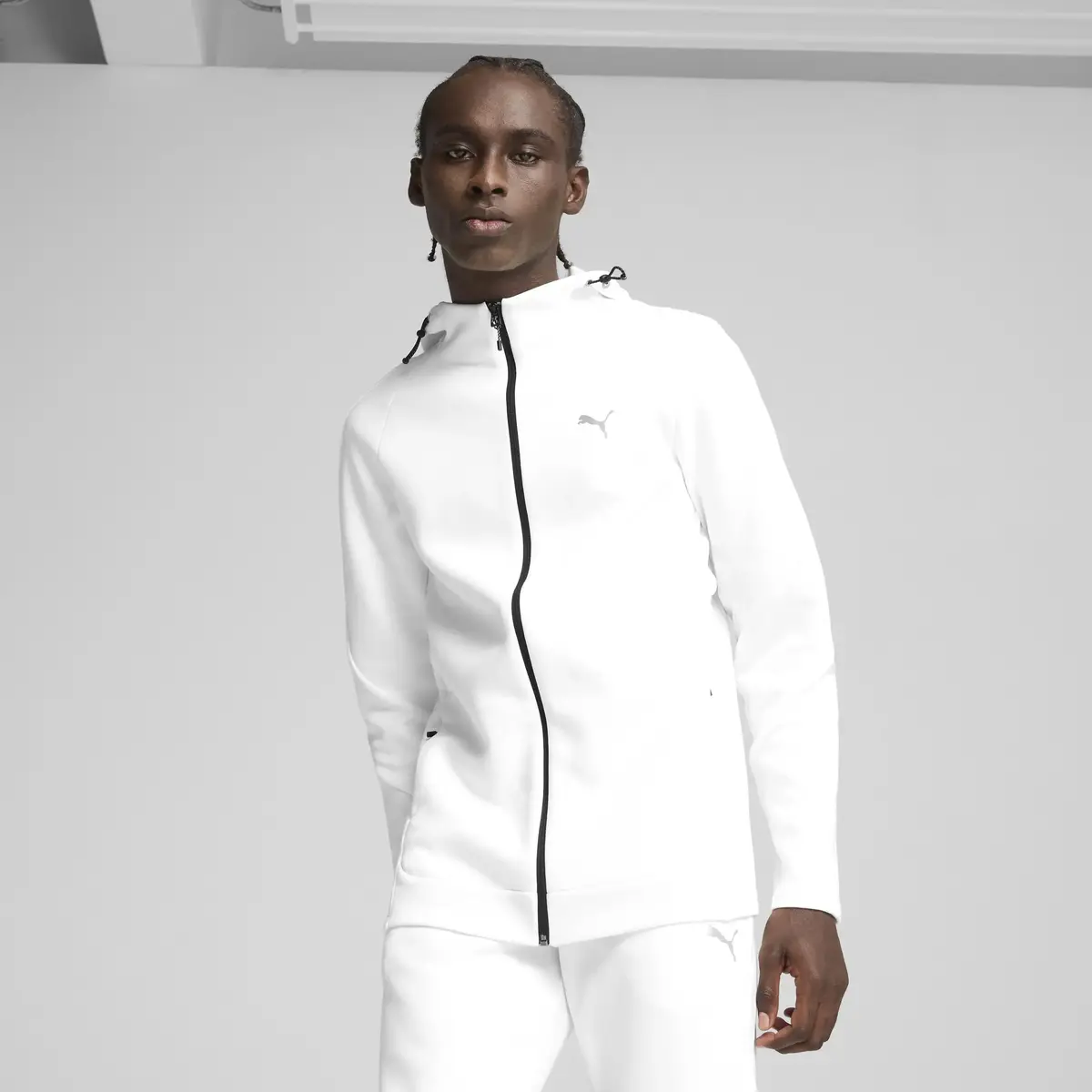 PUMA EVOSTRIPE Full-Zip Hoodie Beyaz Erkek Fermuarlı Ceket