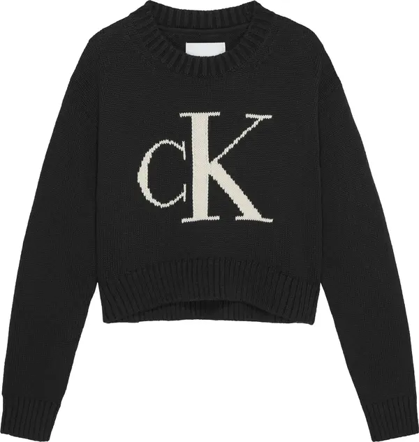 Calvin Klein MONOGRAM SWEATER Kadın Siyah Kazak