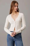 Calvin Klein PLATED SWEATER CARDI, YBI Beyaz Kadın Hırka