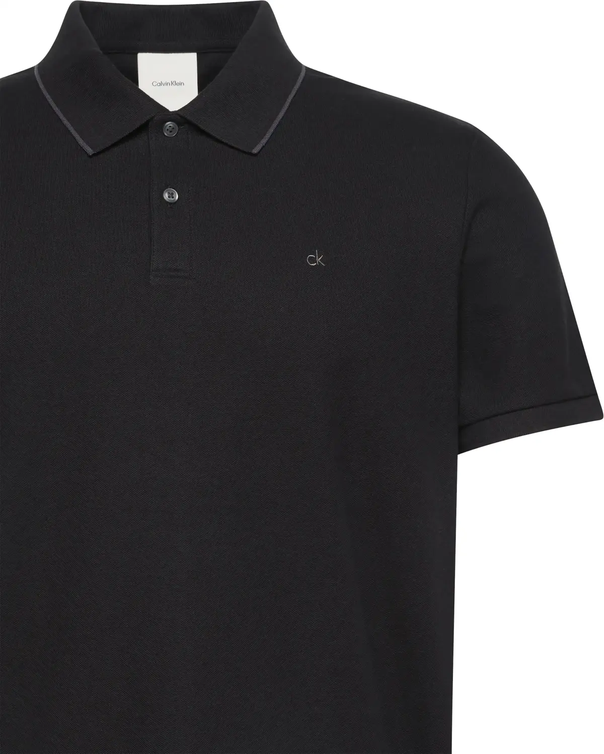 Calvin Klein SS REFINED PIQUE TIPPED CLASSIC Erkek Siyah Polo T-Shirt