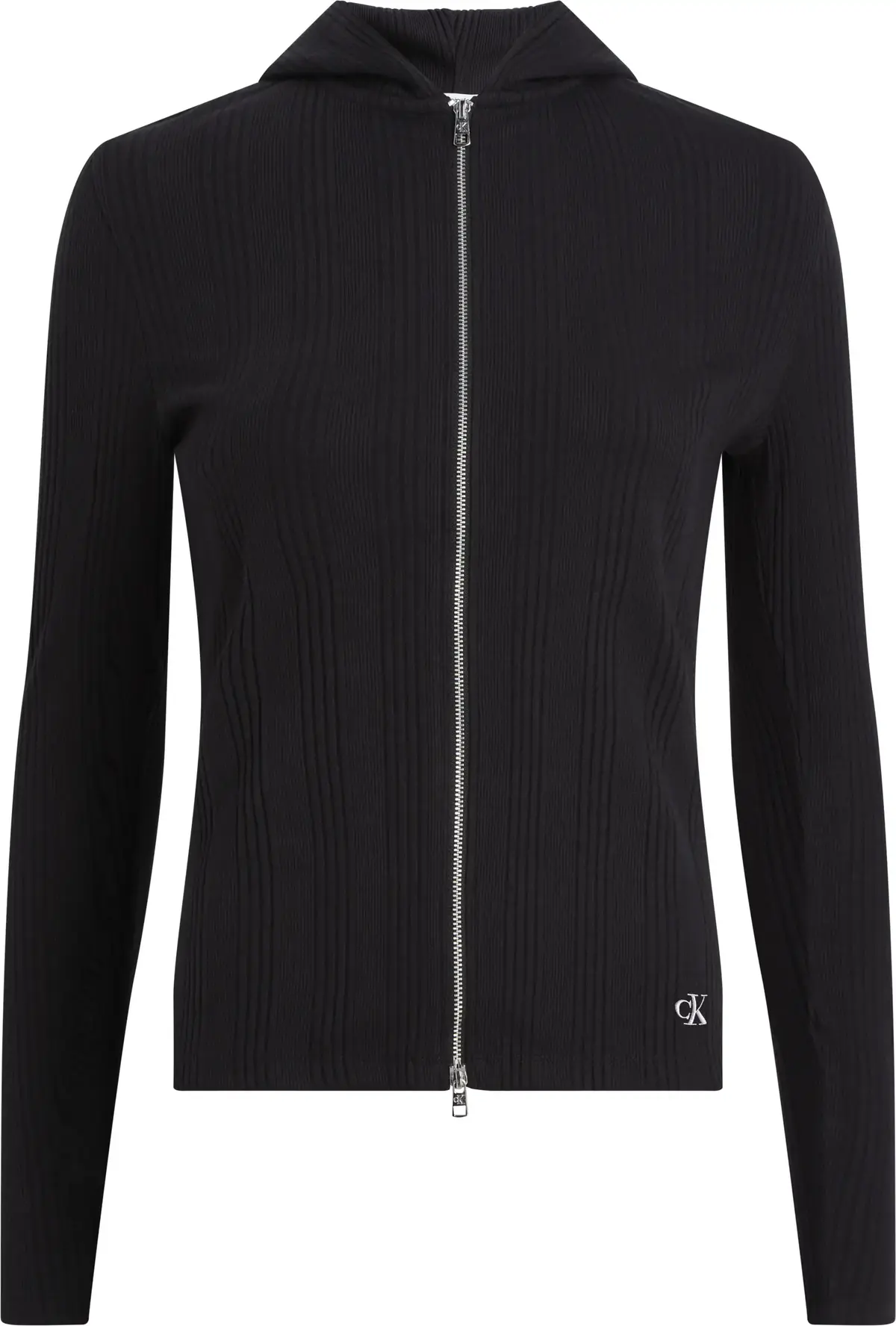 Calvin Klein VARIEGATED RIB ZIPPE Kadın Siyah Fermuarlı Ceket