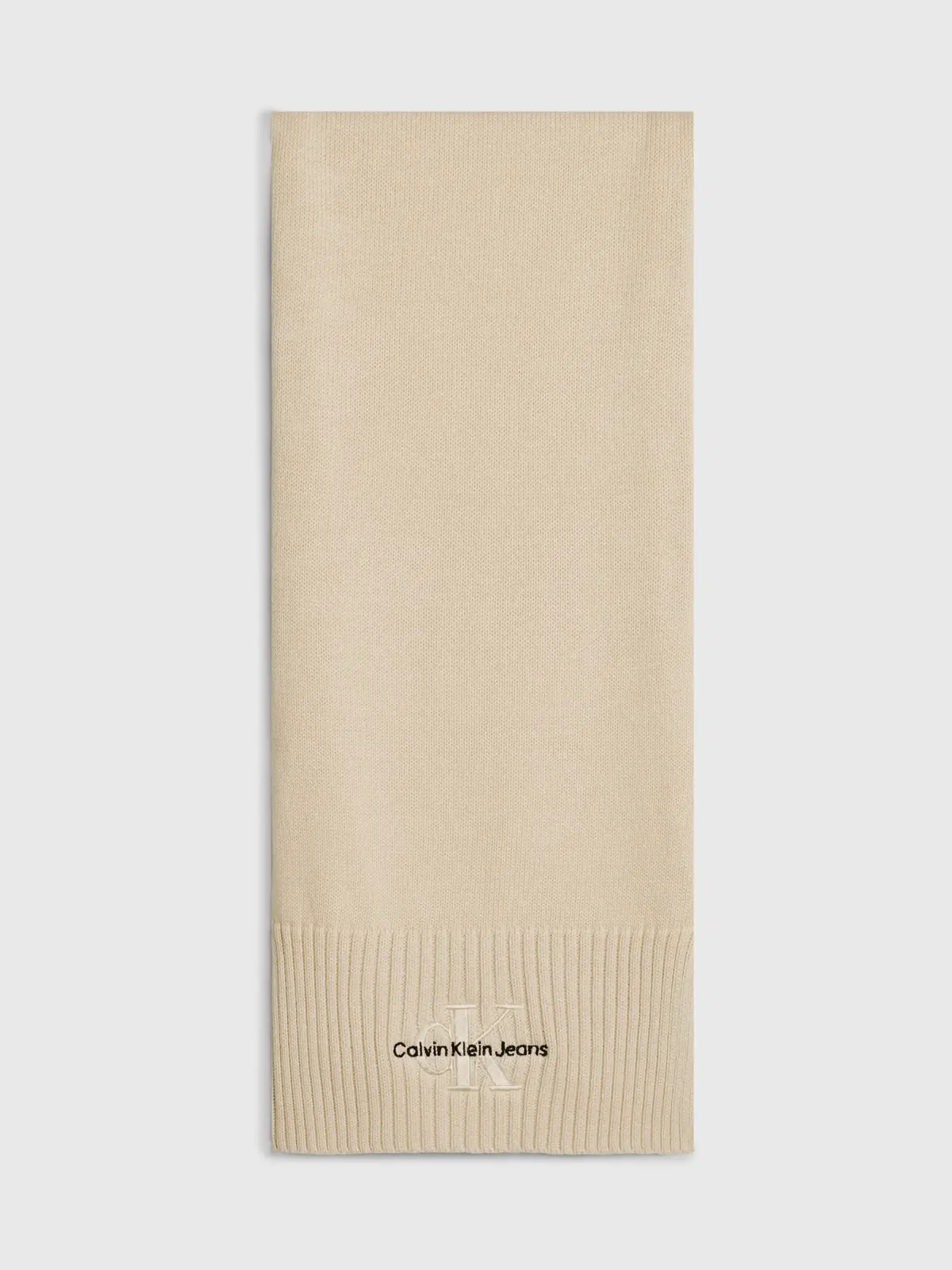 Calvin Klein MONOLOGO EMBRO KNIT Kadın Krem Atkı
