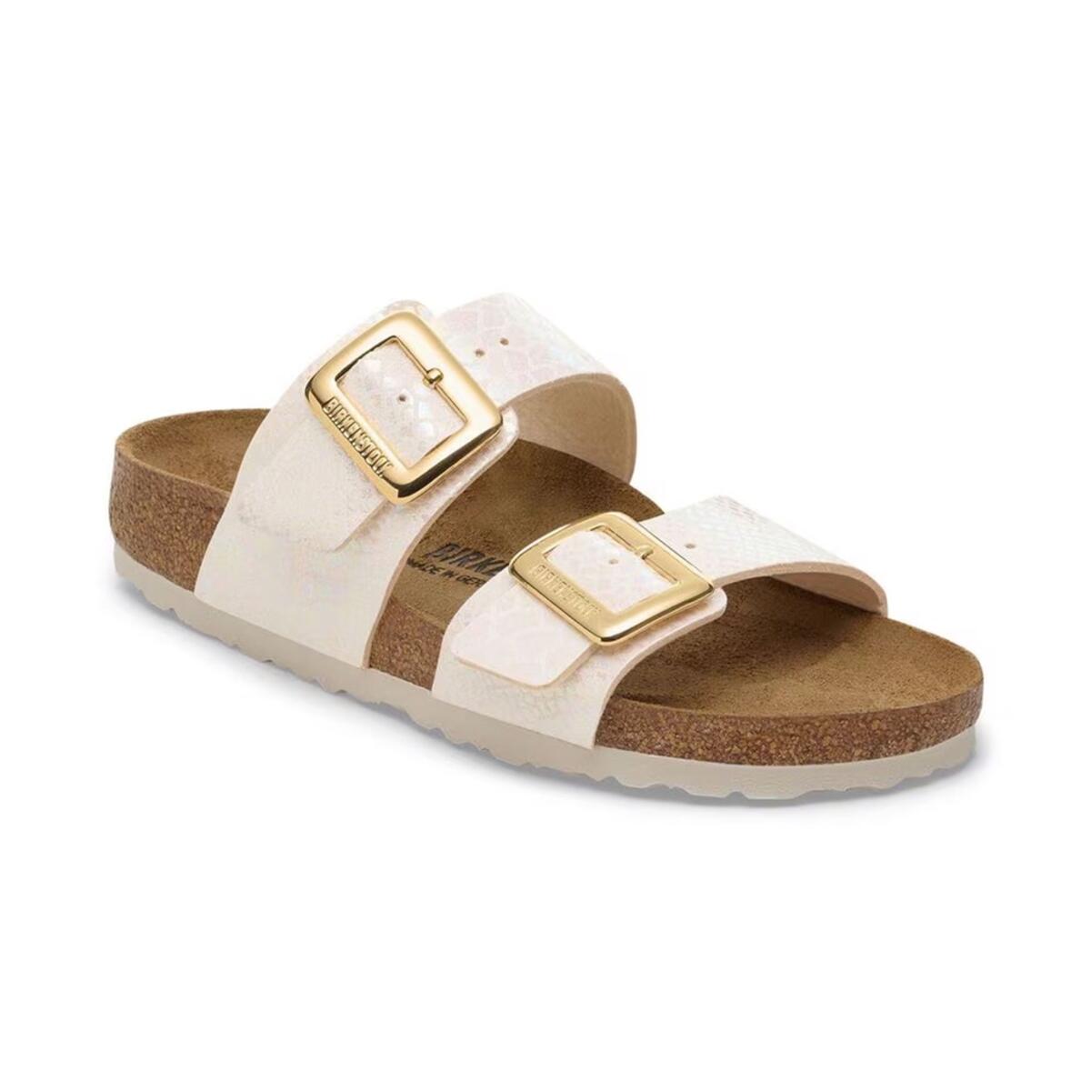 Birkenstock SYDNEY CUSHION BUCKLE BF SHINY SNAKE Pembe Kadın Çift Bantlı Terlik
