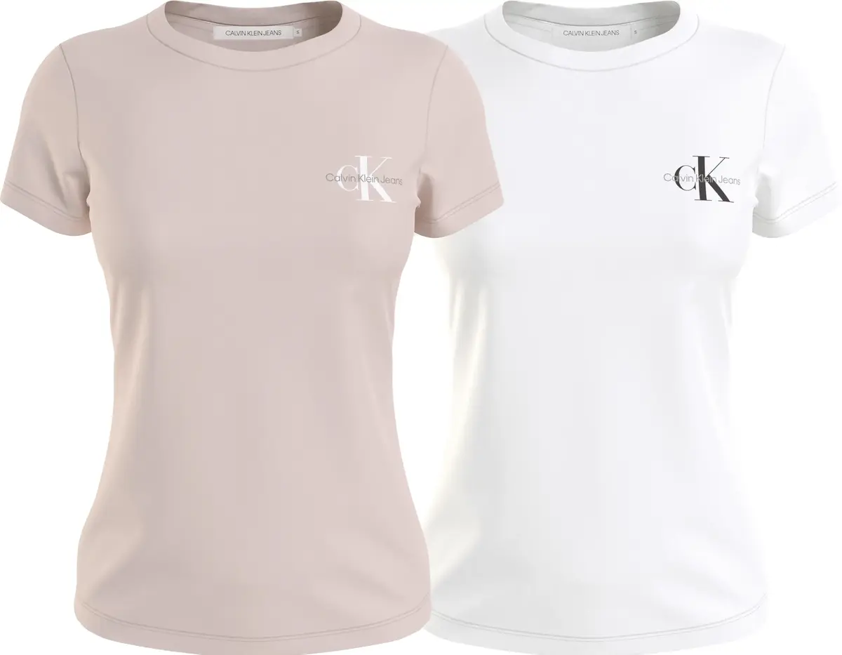 Calvin Klein 2-PACK MONOLOGO SLIM Pembe Kadın T-Shirt