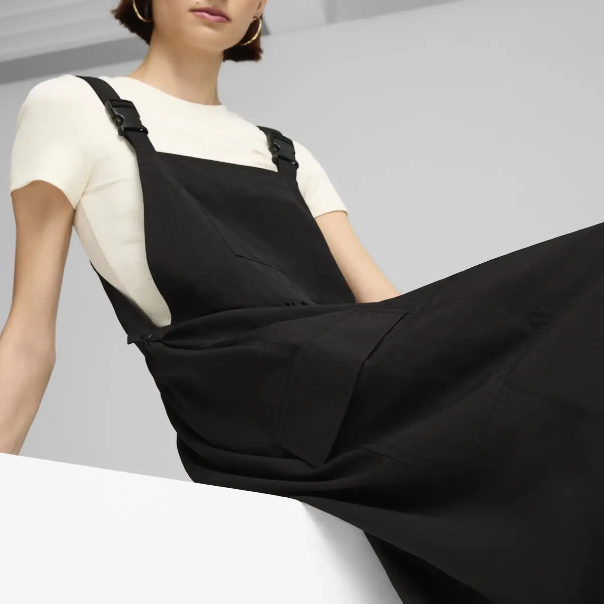 Puma DOWNTOWN Dungaree Dress Siyah Kadın Elbise-Etek