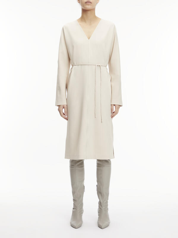 Calvin Klein STRUCTURE TWILL V NE Kadın Krem Elbise
