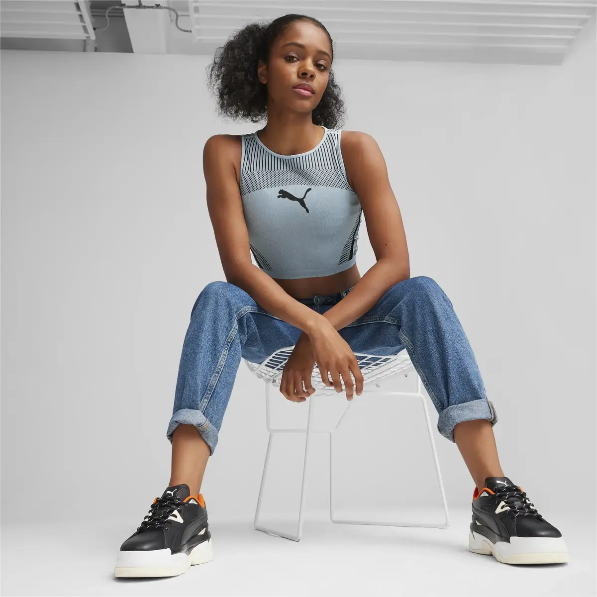 Puma DARE TO Crop Top Mavi Kadın T-Shirt
