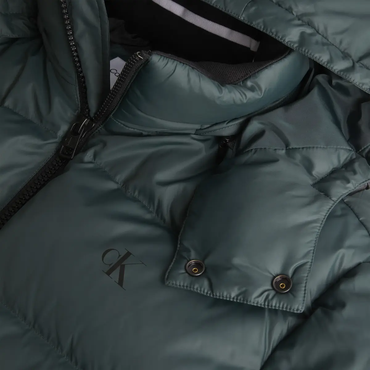 Calvin Klein ESS LONG HOODED DOWN Erkek Yeşil Şişme Mont