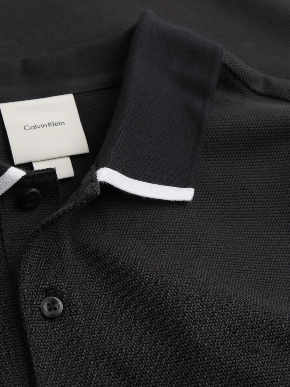 Calvin Klein BUBBLE STITCH POLO, BEH Siyah Erkek T-Shirt & Polo