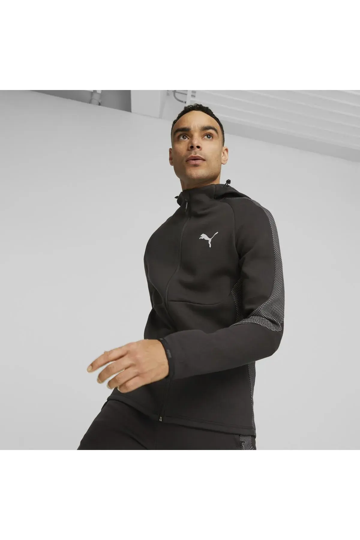Puma EVOSTRIPE Full-Zip Hoodie DK Siyah Erkek Fermuarlı Hoodie