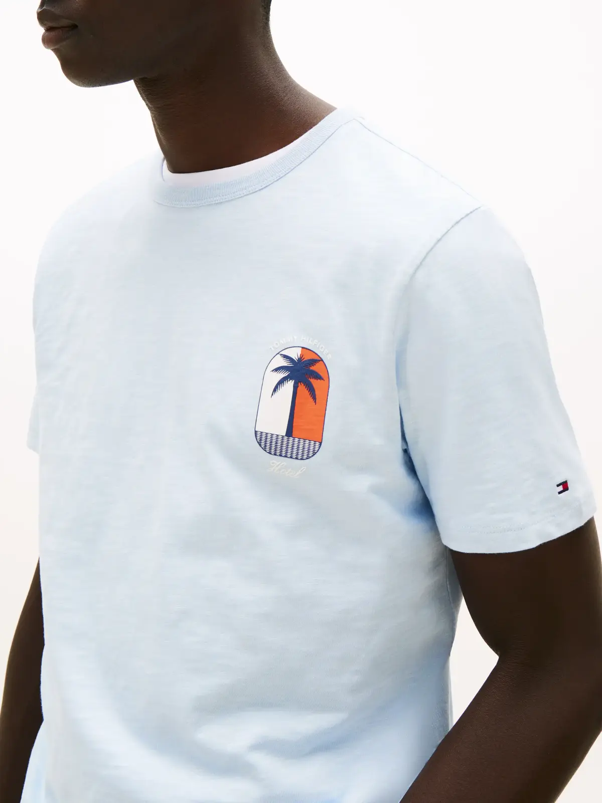 Tommy Hilfiger PALM TREE LABEL TEE Erkek Mavi T-Shirt