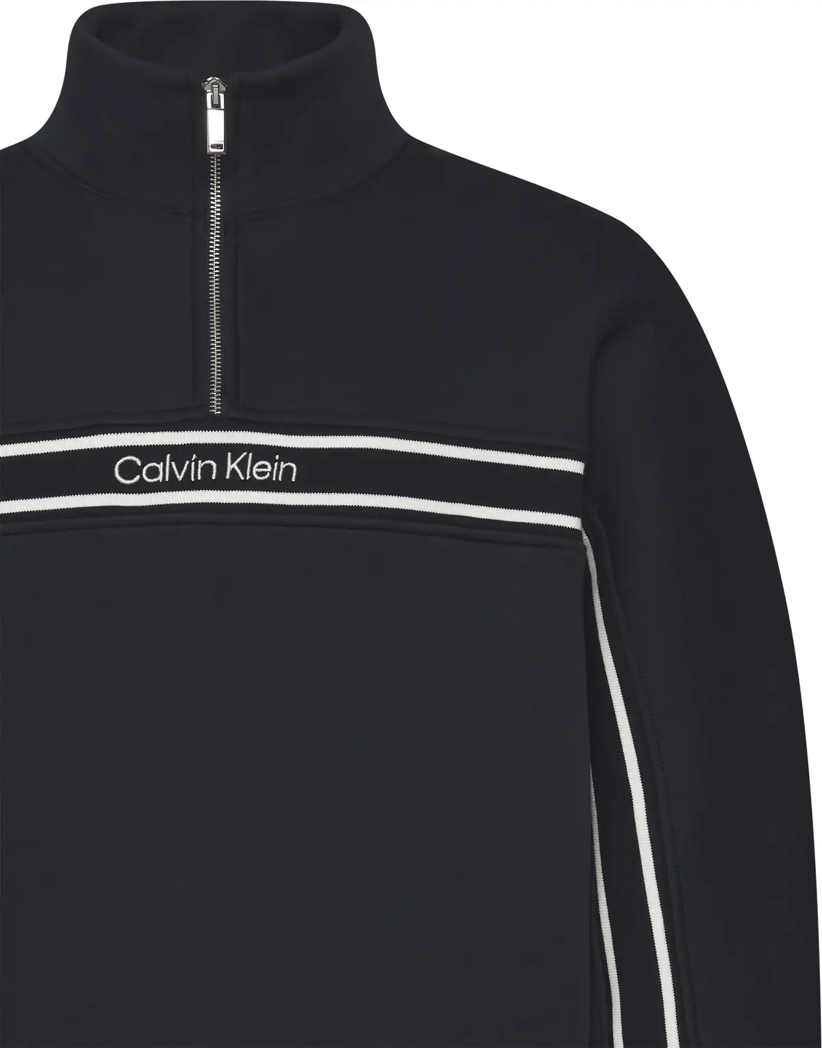 Calvin Klein LS COTTON SPACER STRIPE RIB QTR Erkek Siyah Sweatshirt