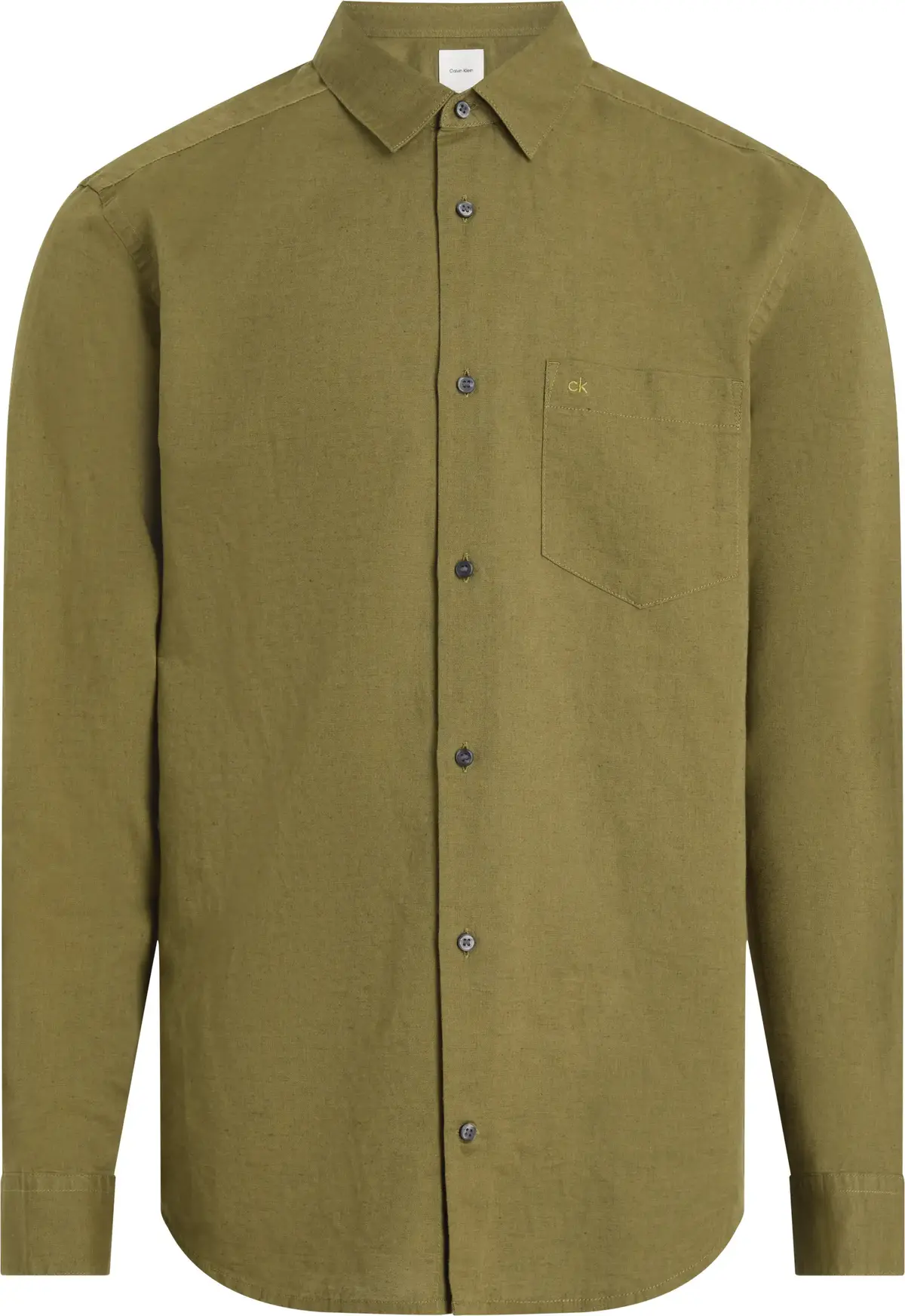 Calvin Klein LINEN COTTON REGULAR Erkek Yeşil Gömlek