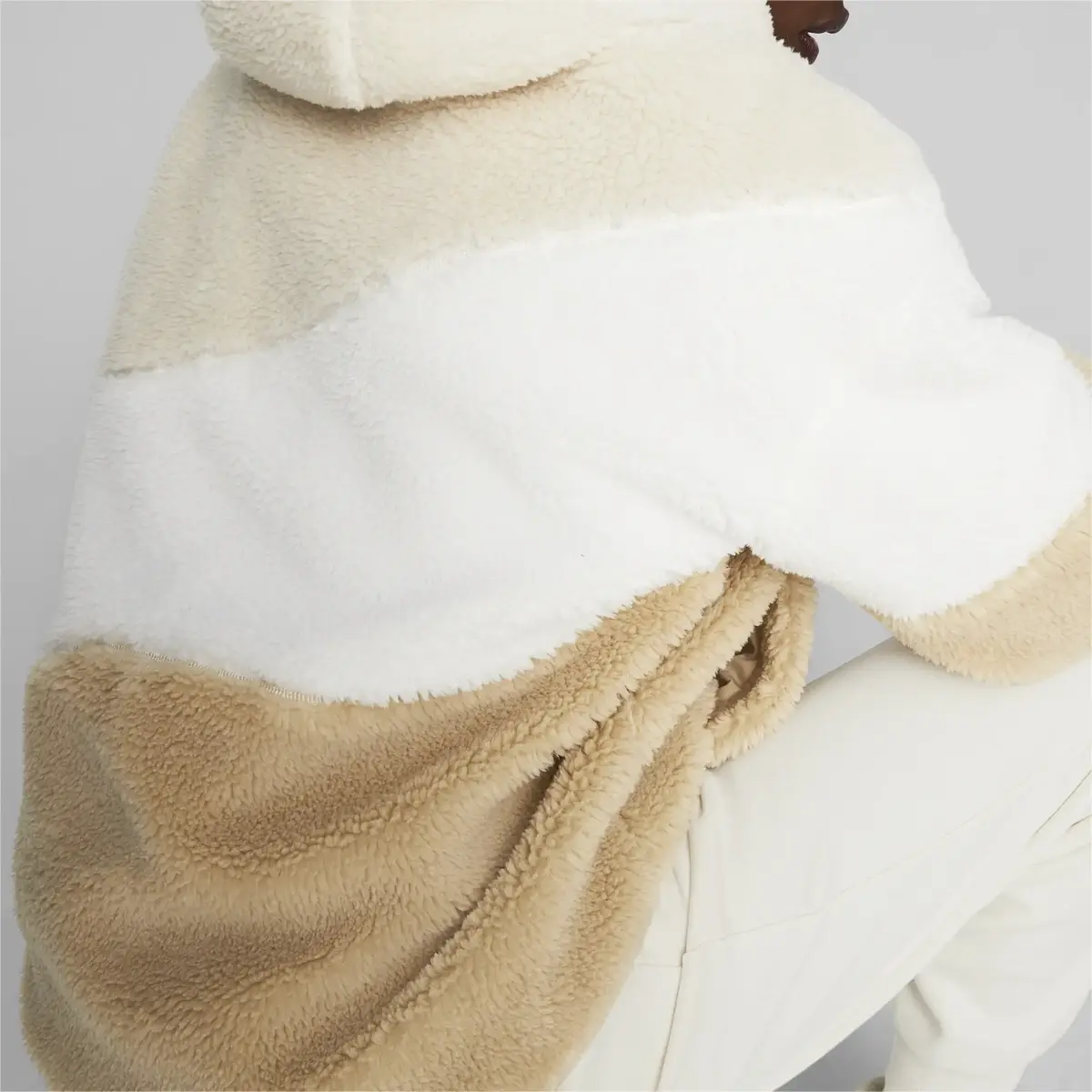 Puma Big Cat Hooded Kadın Bej Sherpa Ceket