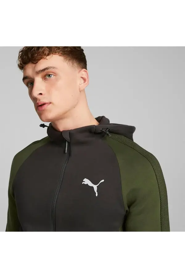 Puma EVOSTRIPE Full-Zip Hoodie DK Yeşil Erkek Fermuarlı Ceket