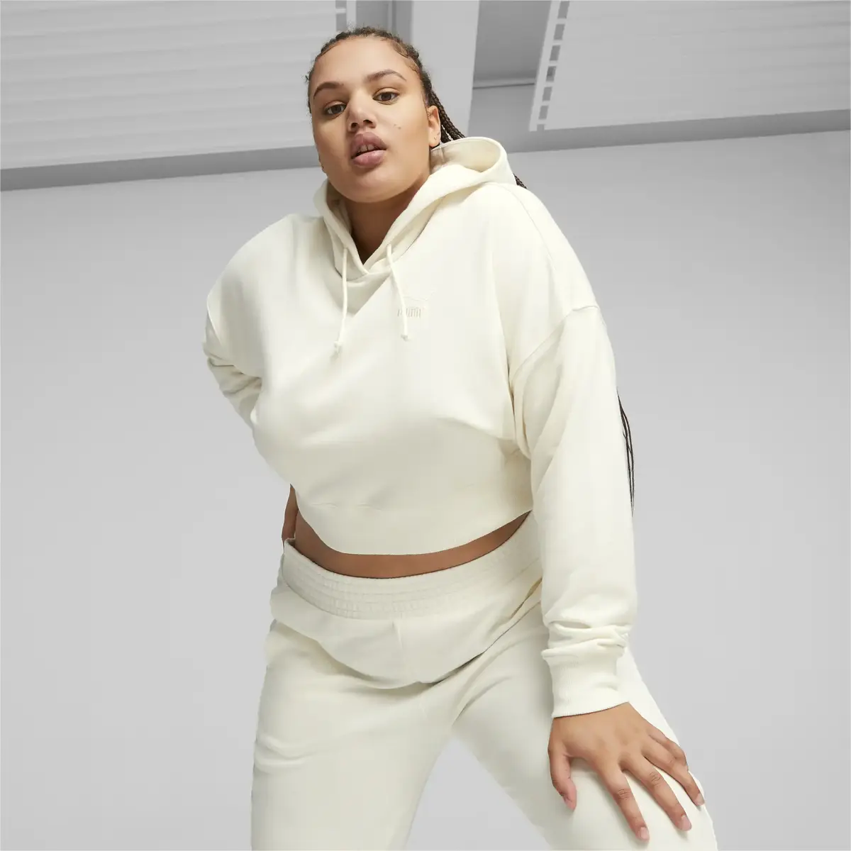 Puma CLASSICS Cropped Hoodie Beyaz Kadın Sweatshirt