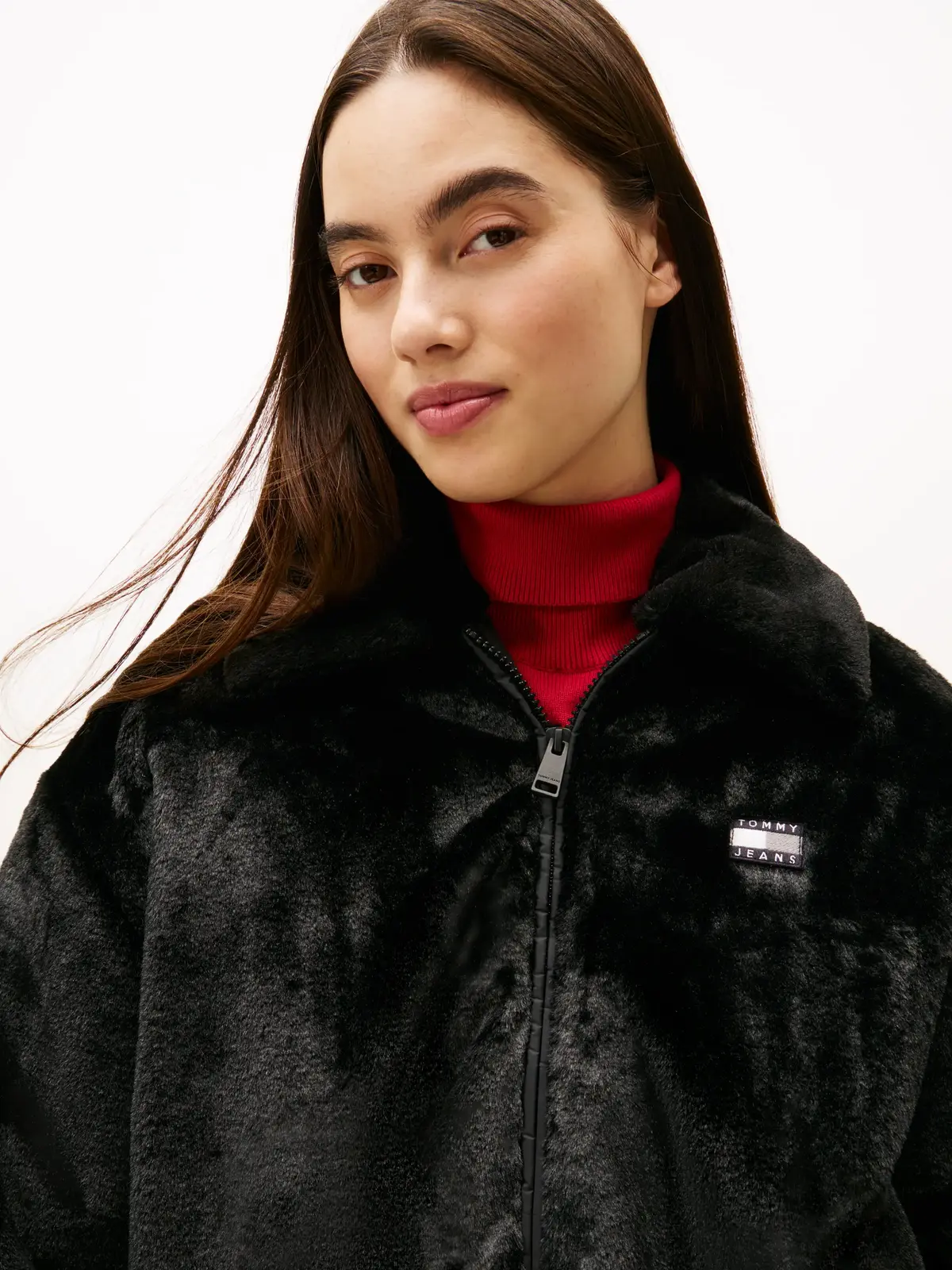 Tommy Hilfiger TJW FAUX FUR BOMBER Siyah Kadın Mont