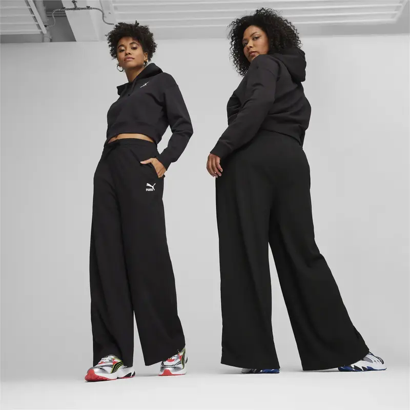 Puma CLASSICS Ribbed Relaxed Pants Siyah Kadın Eşofman Altı