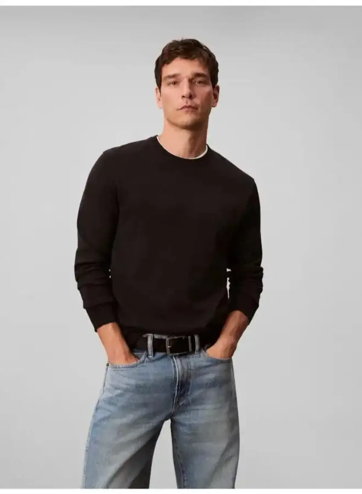 Calvin Klein LS SUPIMA COTTON CREWNK SWEATER Siyah Erkek Kazak